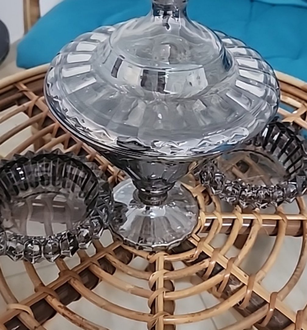 Decorative Glass Candy Dish and Ashtrays Set