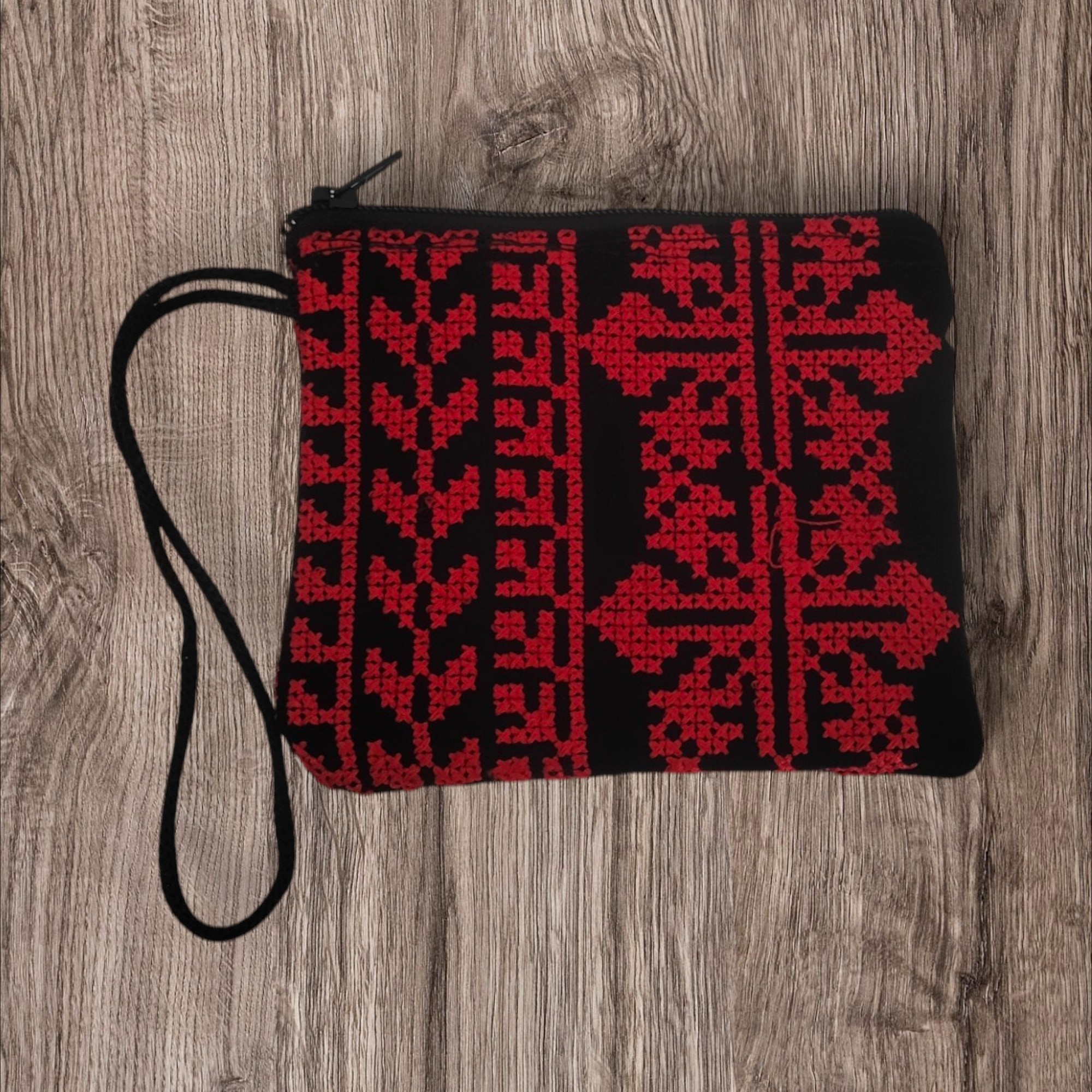 Embroidered Pouch with Strap
