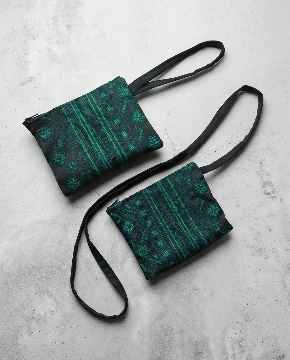 Embroidered Green Pouch Bag