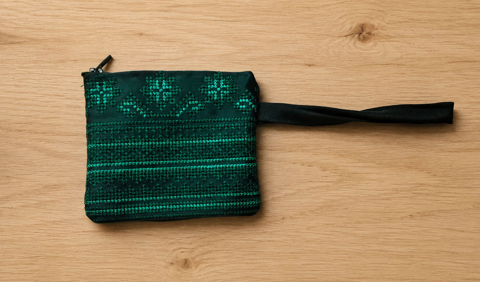Embroidered Green Pouch Bag 2