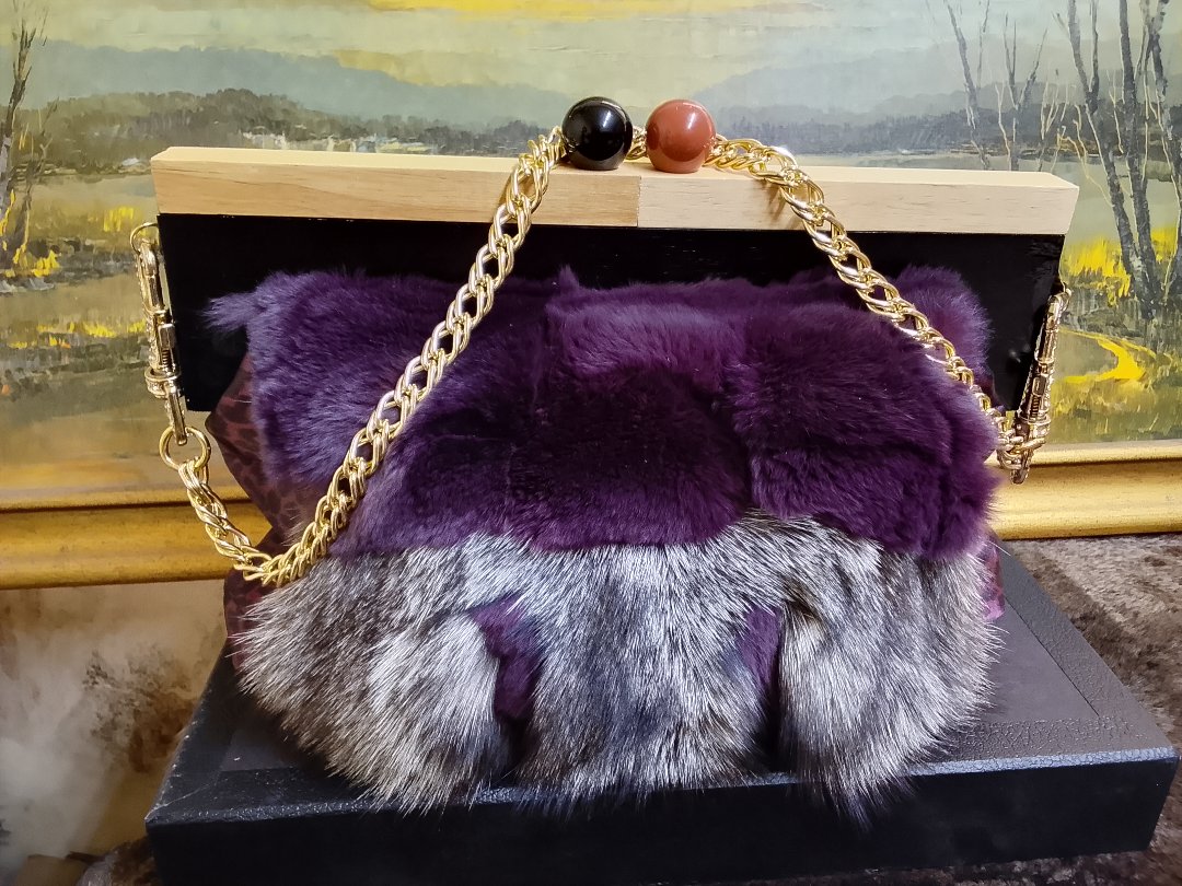 Faux Fur Clutch Bag with Chain Strap