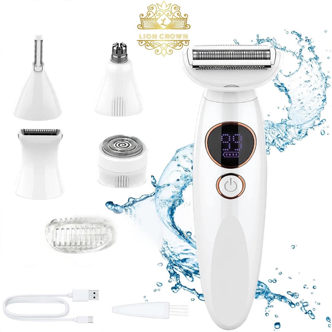 5-in-1 Electric Shaver for Women, Rechargeable Wet & Dry Hair Remover