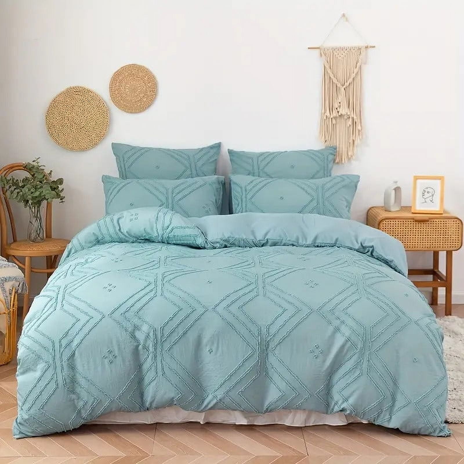 Boho Chic Tufted Diamond Duvet Cover Set