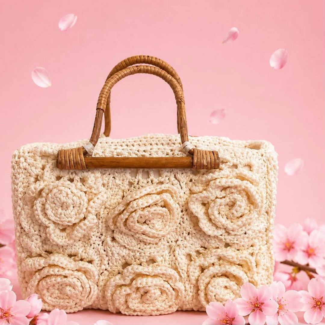 Handmade Crochet Rose Bag