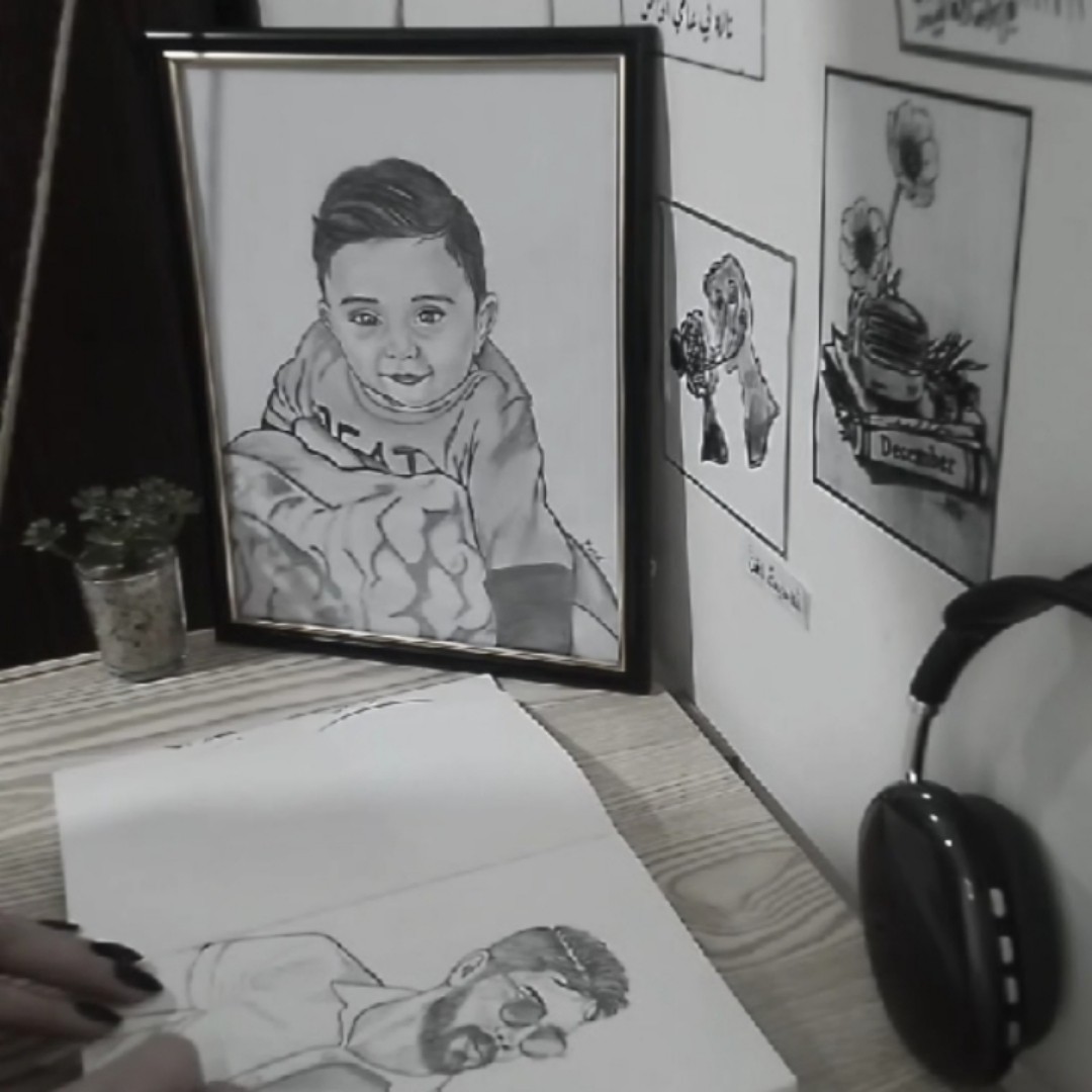 Custom portrait drawing with frame 3