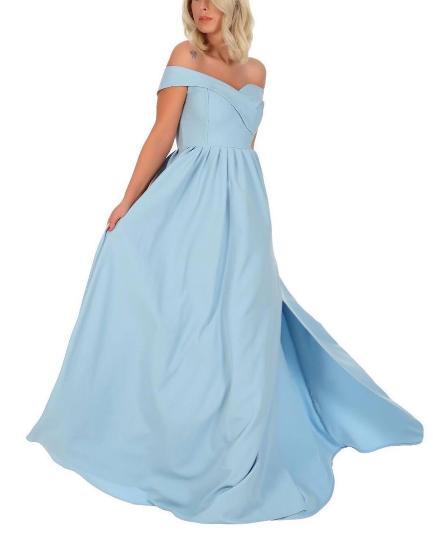 Fame Istanbul Off-Shoulder Sky Blue Evening Dress 3