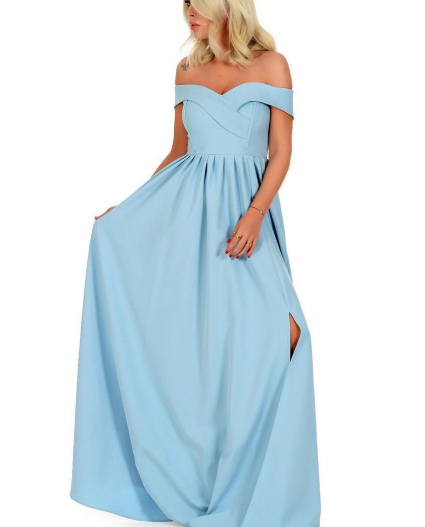 Fame Istanbul Off-Shoulder Sky Blue Evening Dress 4