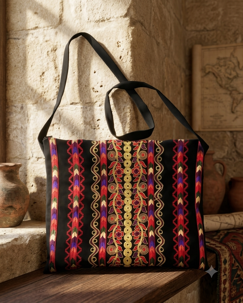 Embroidered Black Crossbody Bag 2