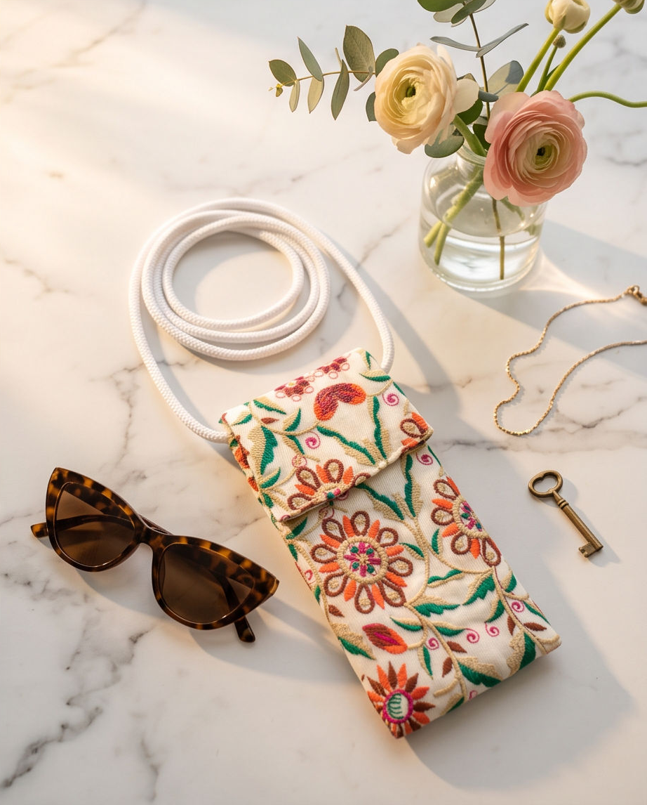 Embroidered Floral Crossbody Phone Pouch 2