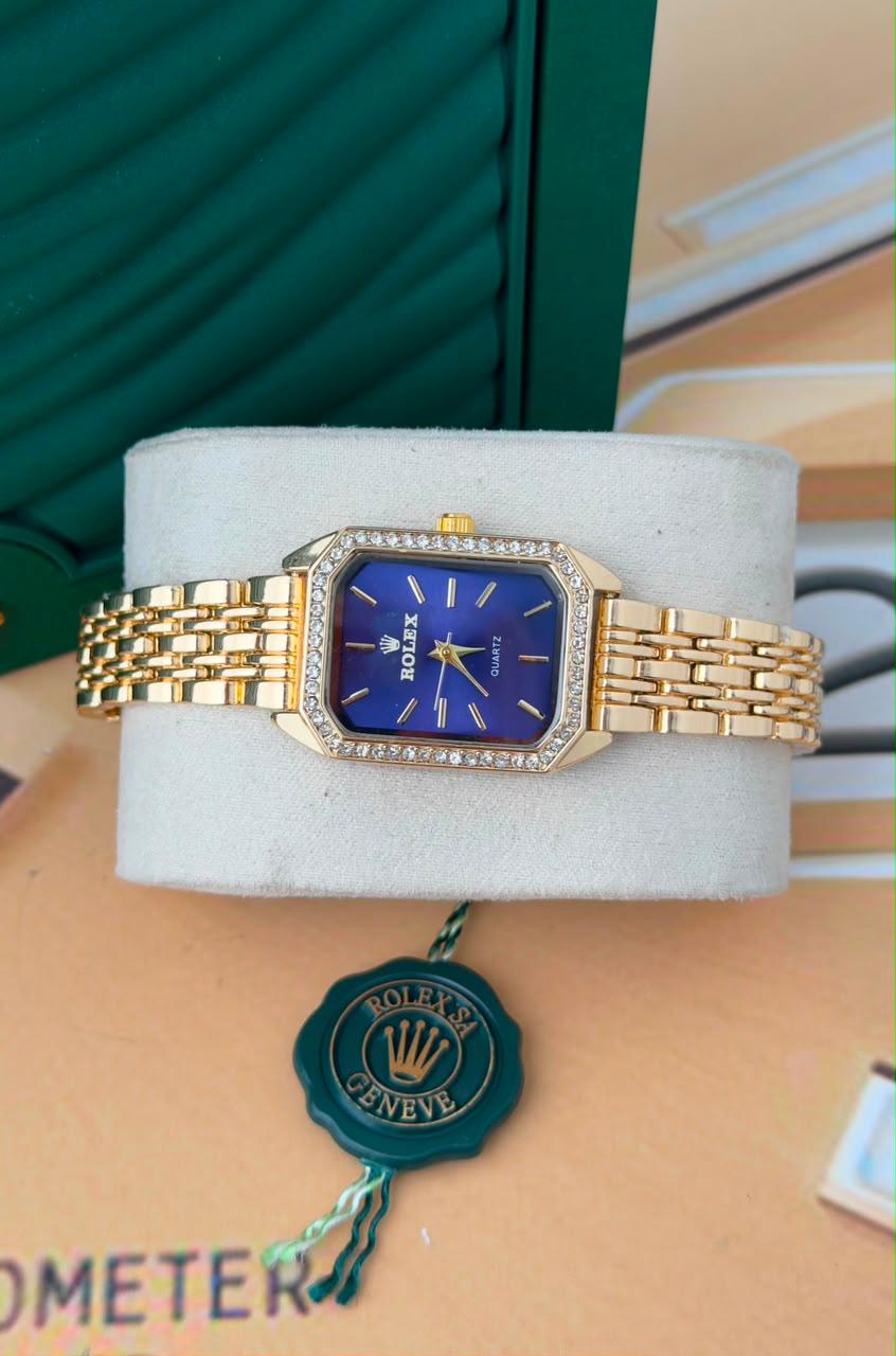 Gold Rolex Quartz Watch Studded