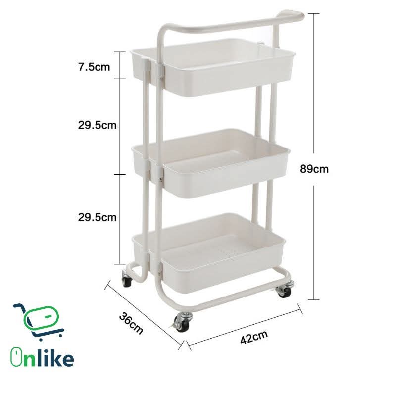 3-Tier Rolling Storage Cart with Handle 2