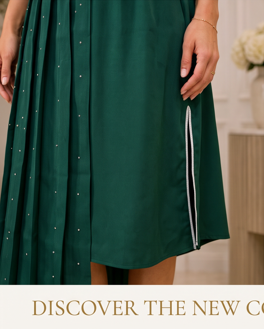 Emerald Green Pleated Dress 4