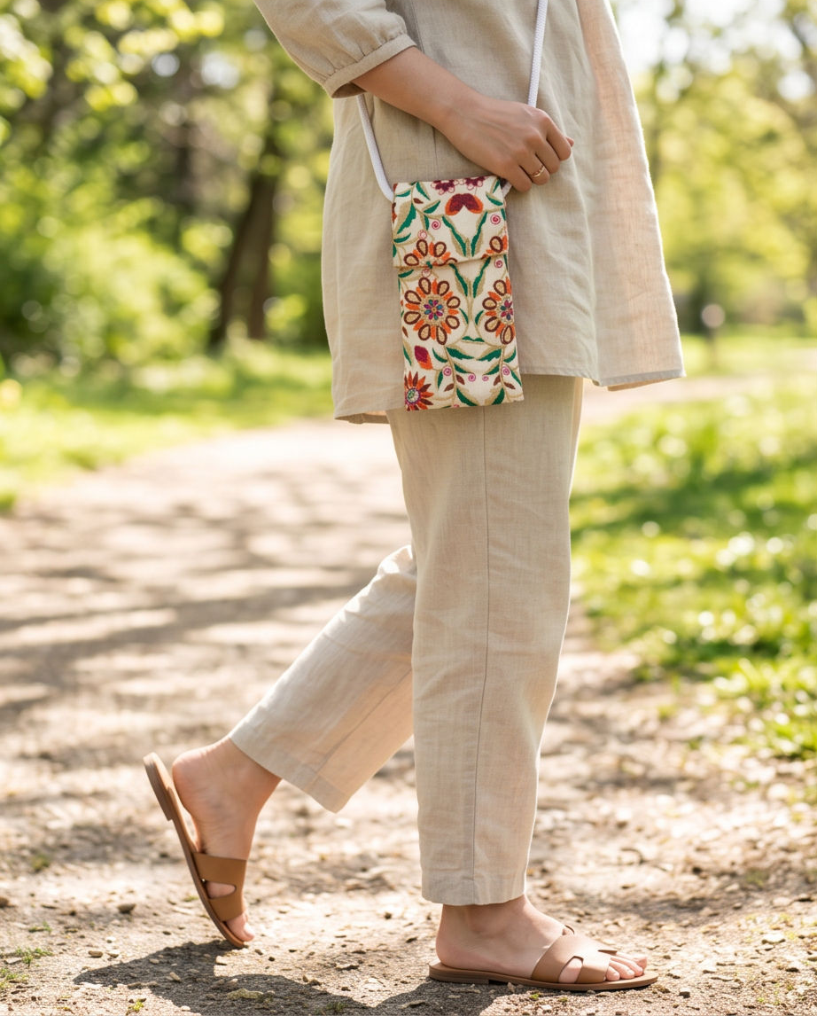 Embroidered Floral Crossbody Phone Pouch 3