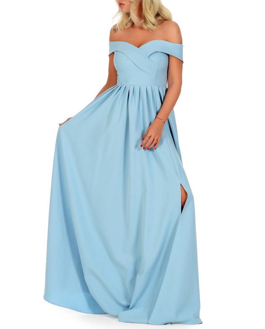 Fame Istanbul Off-Shoulder Sky Blue Evening Dress 2