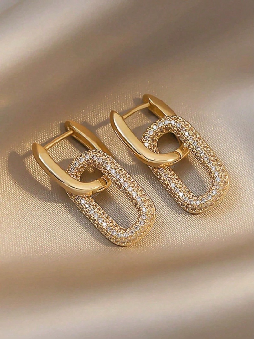 Gold Plated Zircon Link Earrings