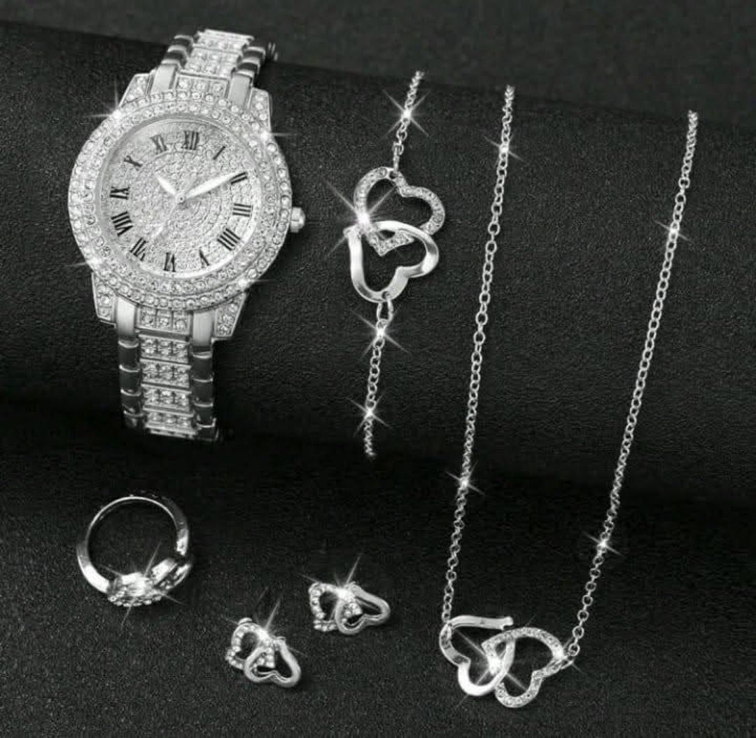 Luxury Diamond Watch and Jewelry Set