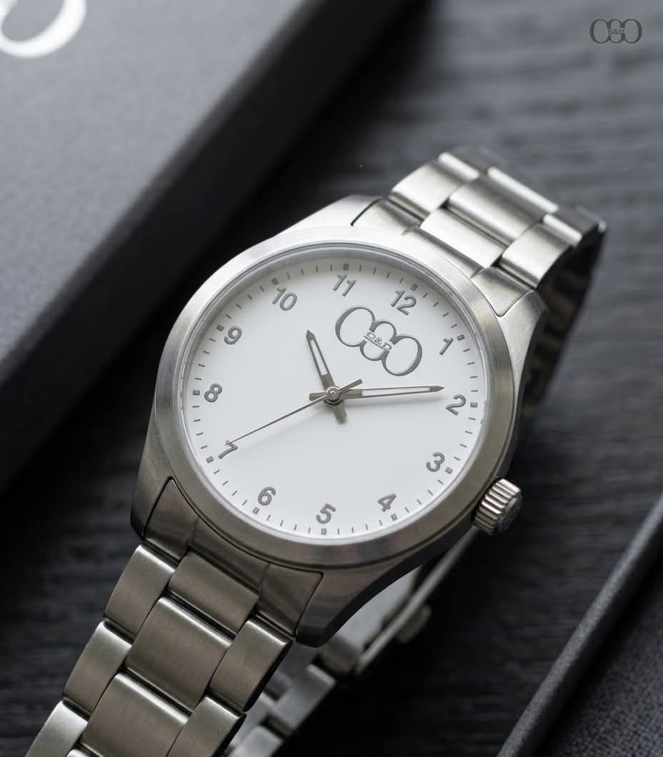 Silver Stainless Steel Watch with White Dial