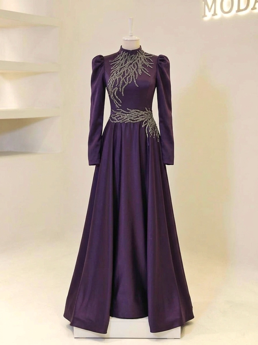 Elegant Purple Embellished Gown